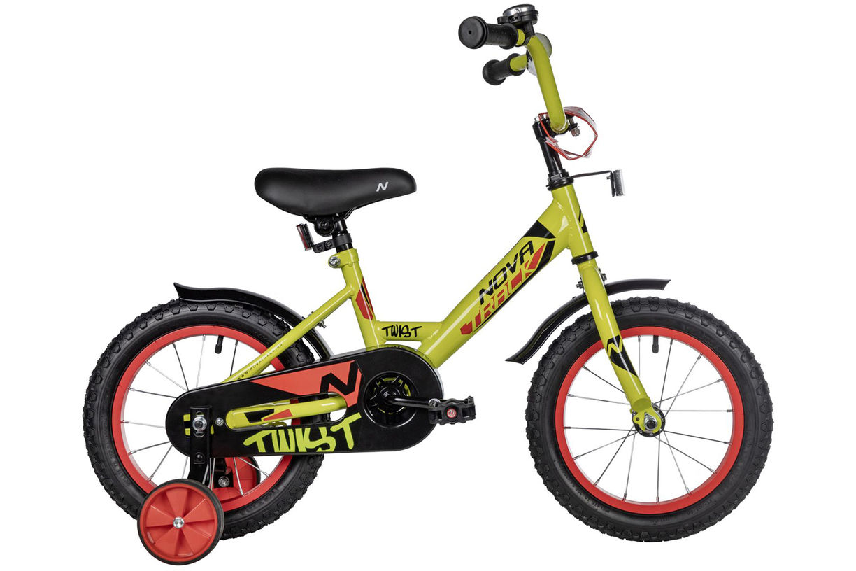 Велосипед NOVATRACK 14" TWIST зеленый, тормоз нож, крылья корот, полная защ.цепи 141TWIST.GN5