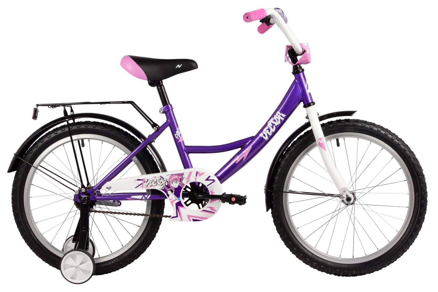 Велосипед NOVATRACK 20", Vector, фиолетовый, тормоз нож., крылья цвет., багажник хром. #077379 203VE