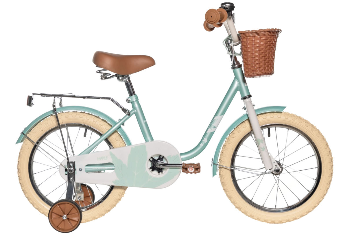 Велосипед NOVATRACK 16" MAPLE, светло бирюзовый, полная защита цепи,тормоз нож.,крылья, багажник, пер.корзина 164MAPLE.TQ5