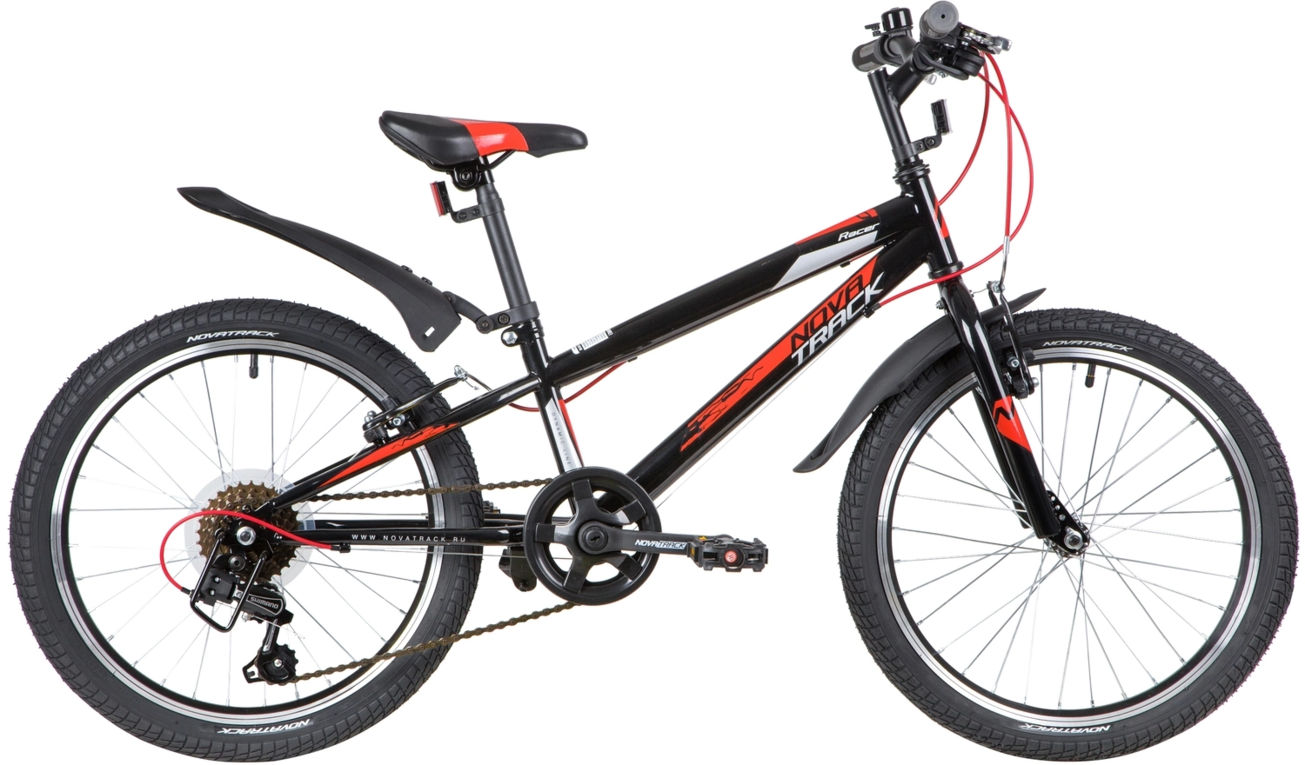 Велосипед NOVATRACK 20" RACER, черный, сталь, 6 скор., Microshift TS38-6/Shimano, V-Brake