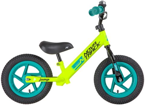 Беговел NOVATRACK 12" JUMP желтый, сталь, цветной пластиковый обод, камера,покрышка, 12JUMP.YL20