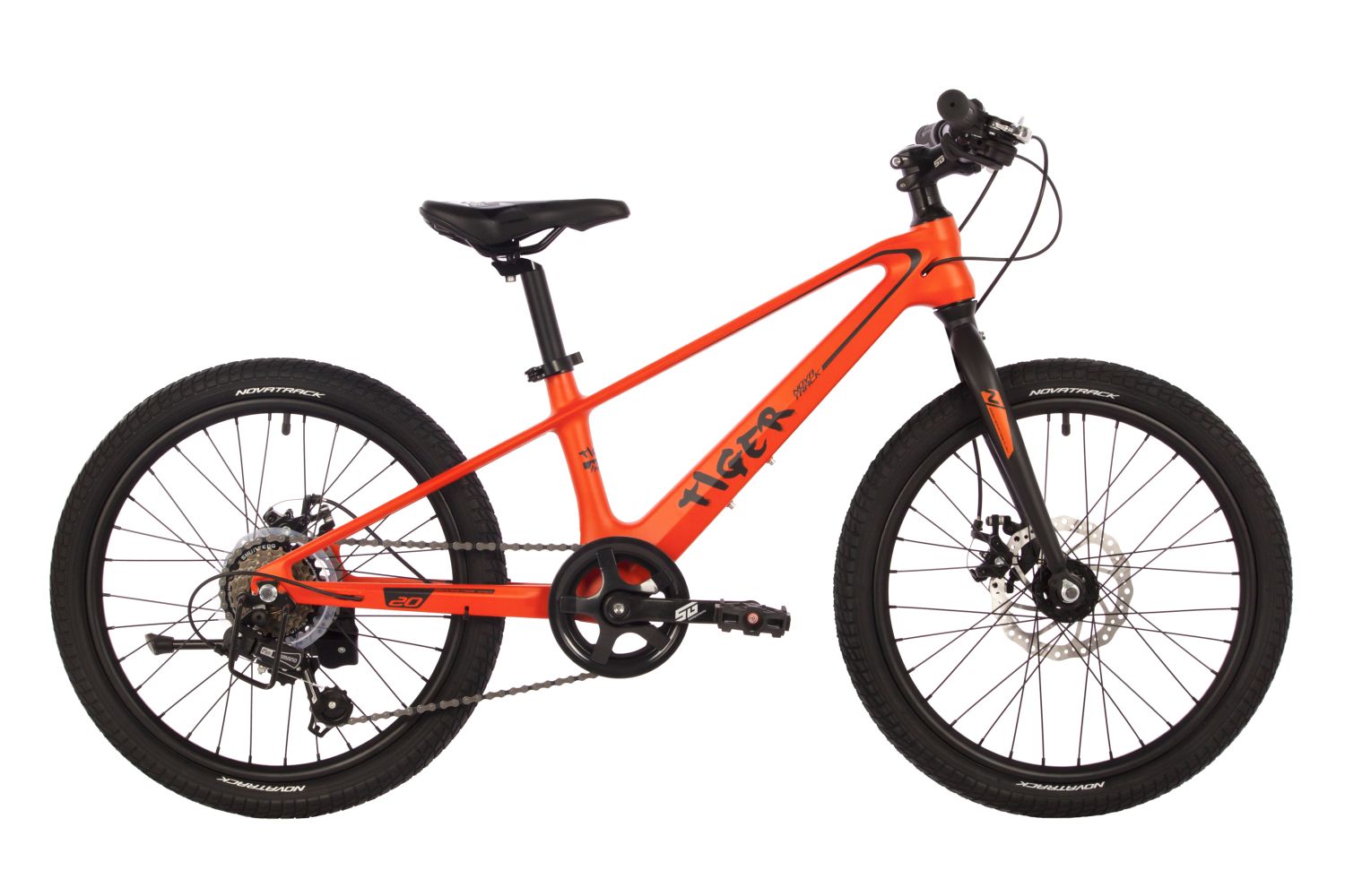 Велосипед NOVATRACK 20" TIGER, магнезиевая.рама, оранжевый, 6-скор, TY21/TS38, диск.тор.STG 20MHD.TI