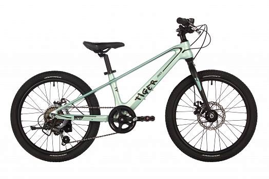 Велосипед NOVATRACK 20" TIGER, магнезиевая.рама, светло-зелёный, 6-скор, TY21/TS38, диск.тор.STG 20M