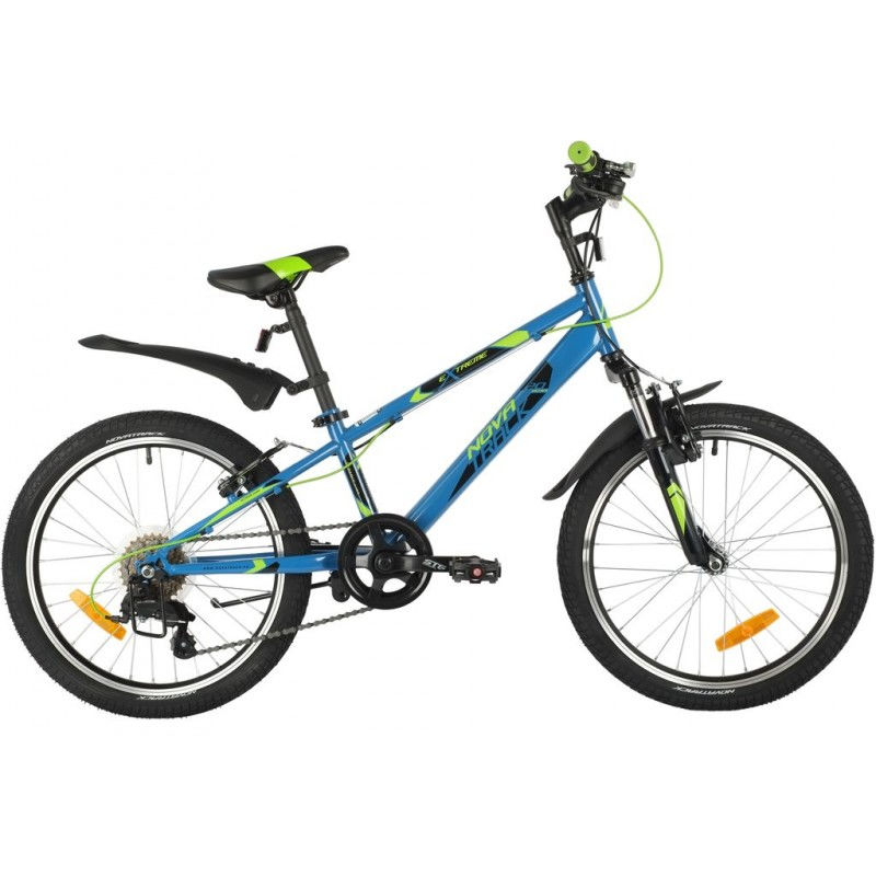 Велосипед NOVATRACK 20" EXTREME синий,  сталь, 6 скор., Shimano TY21/Microshift TS38, V- brake тормо