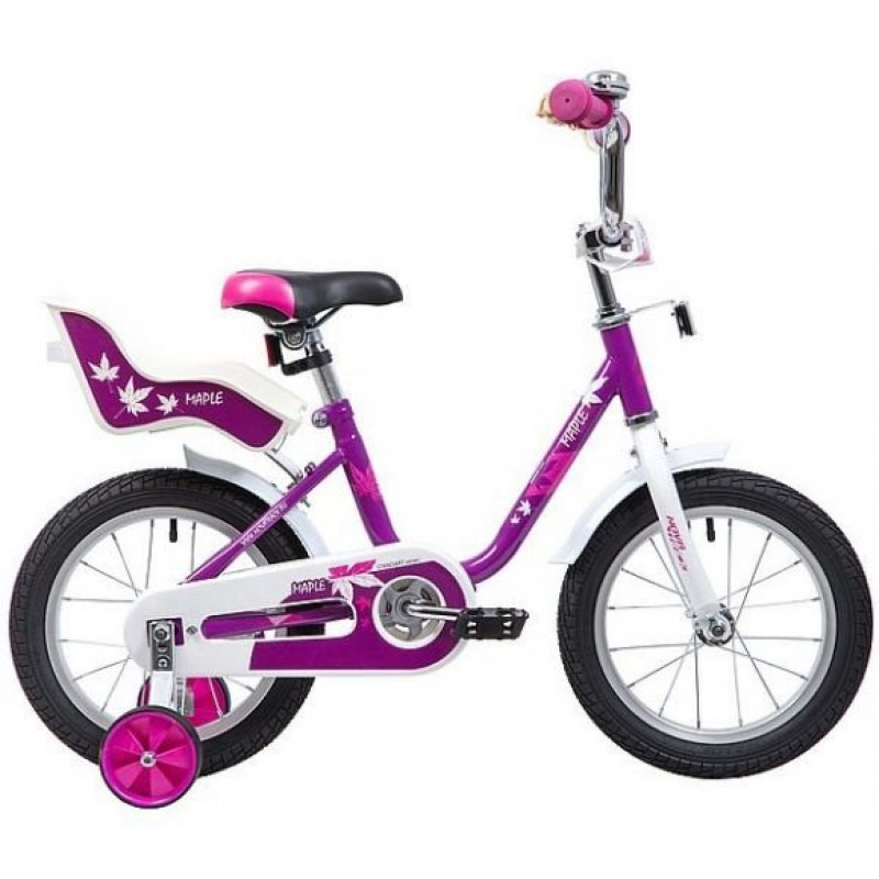 Велосипед NOVATRACK 14" MAPLE, сиреневый, полная защита цепи, тормоз нож, крылья цвет, сидение для к