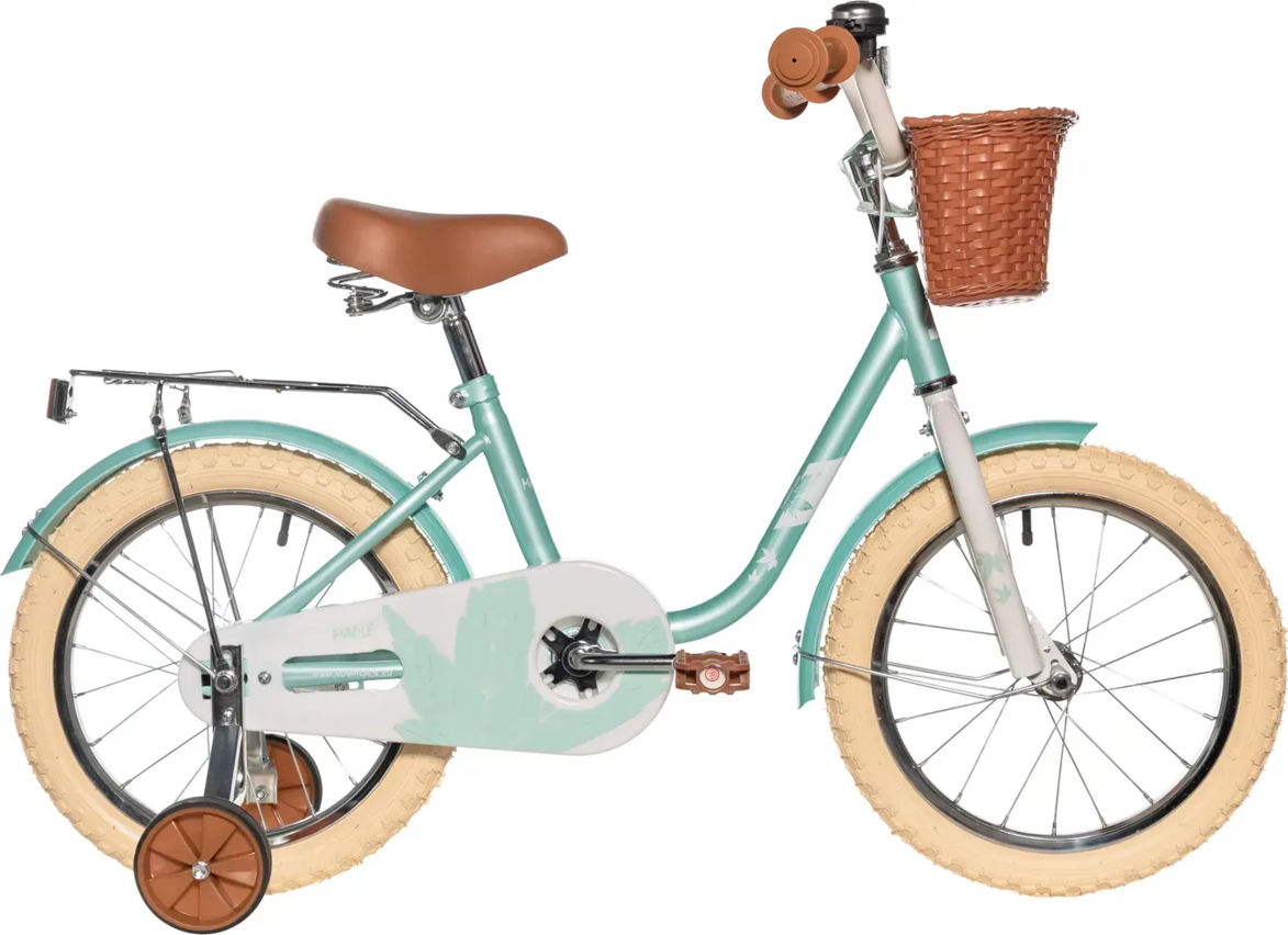 Велосипед NOVATRACK 14" MAPLE, светло бирюзовый, полная защита цепи,тормоз нож.,крылья, багажник, передняя корзина 144MAPLE.TQ5