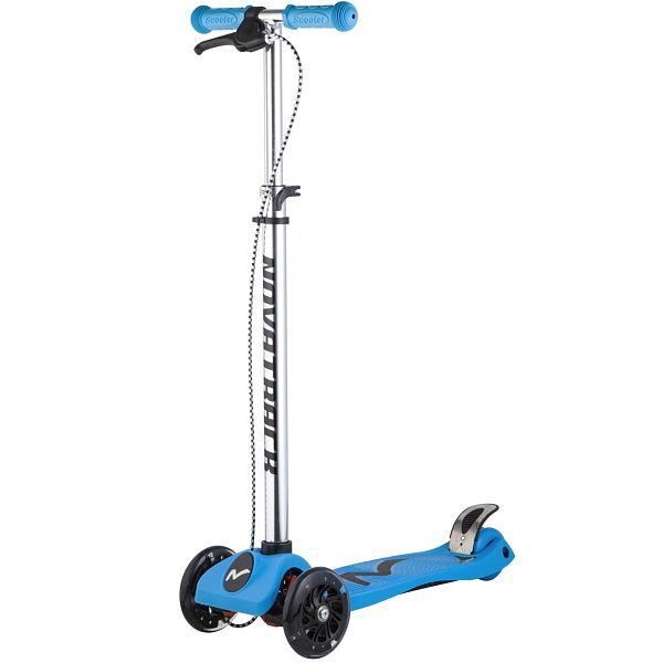 Самокат-кикборд Novatrack RainBow, подростковый,ручной тормоз, свет.колеса,max 60кг, голубой #126189