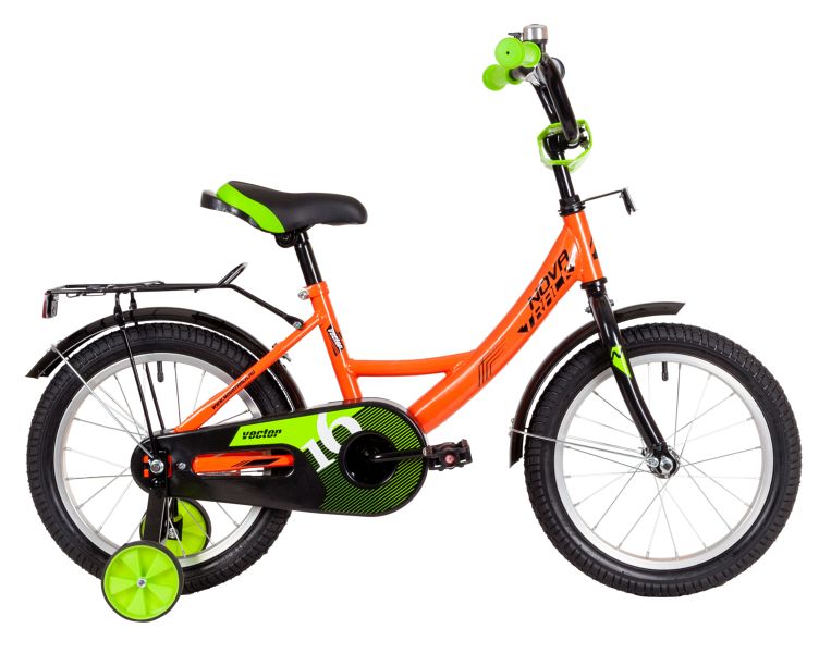 Велосипед NOVATRACK 16" VECTOR оранжевый, тормоз нож, крылья, багажник, полная защ.цепи 163VECTOR.OR