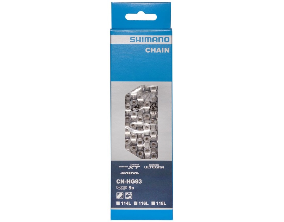 Цепь Shimano Deore, HG93, 9ск, 116 зв., амп.пин 1шт.