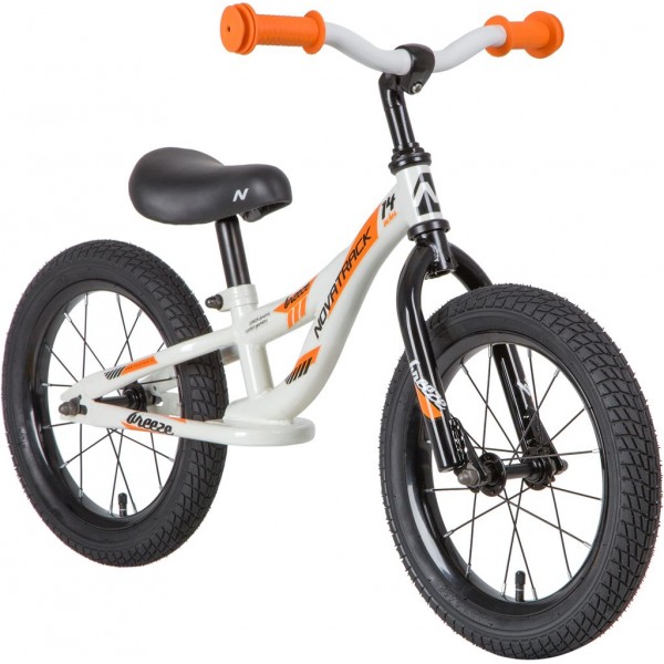 Беговел NOVATRACK 14" BREEZE белый, сталь, цветной спицованный обод, камера, покрышка 14BREEZE.WT20