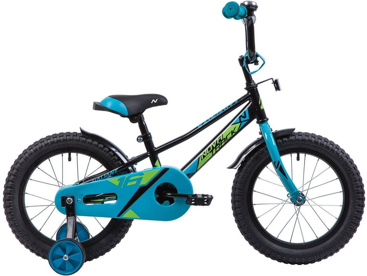 Велосипед NOVATRACK 16", VALIANT, черный, полная защита цепи, тормоз нож, короткие крылья, нет багаж