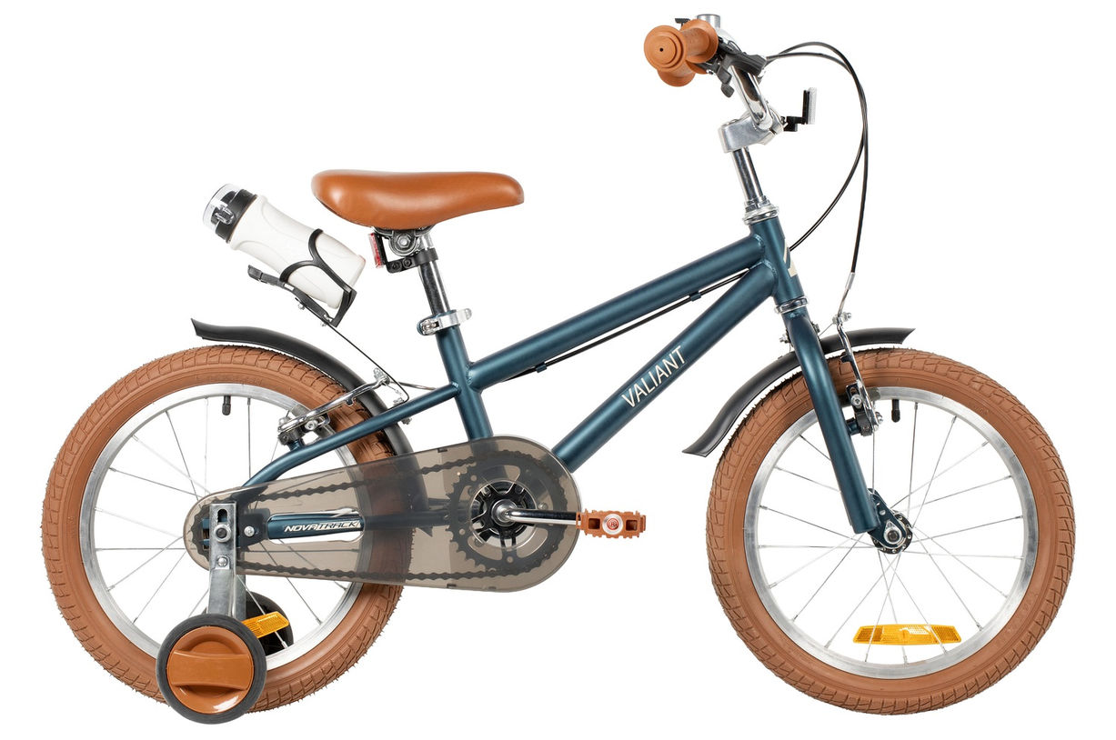 Велосипед NOVATRACK 18" VALIANT, сталь, тёмно-зелёный, полная защита цепи, ручной передний и задний тормоз, крылья, флягодержатель, фляга для воды 183
