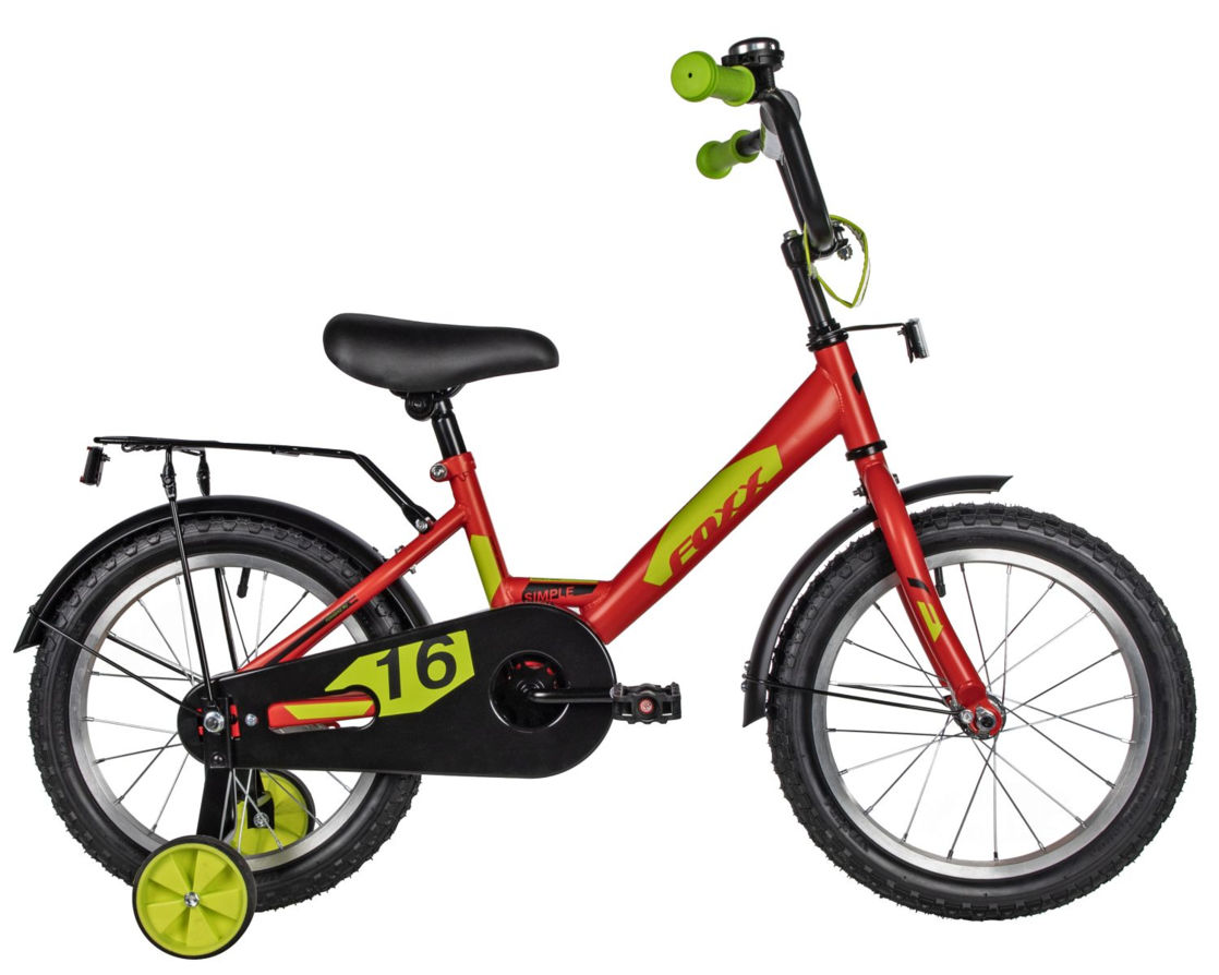 Велосипед FOXX 16" SIMPLE красный, сталь, тормоз нож, крылья, багажник, полная защ.цепи 163SIMPLE.RD5