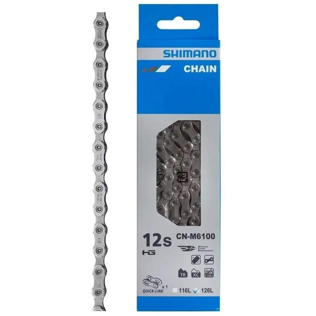 Цепь Shimano Deore, M6100, 12ск, 126 зв., с замком