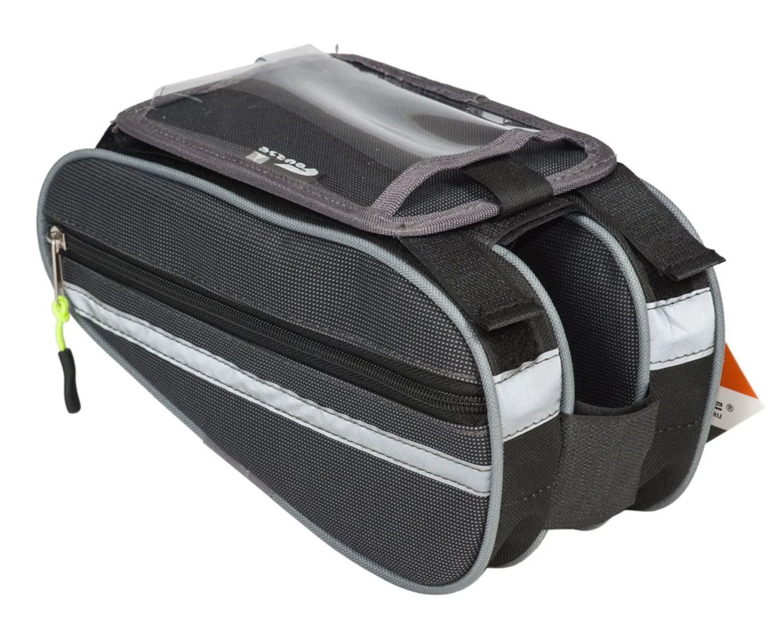 Велосумка МАСТЕР ТВИН  на раму с чехлом для телефона (COURSE) чёрный