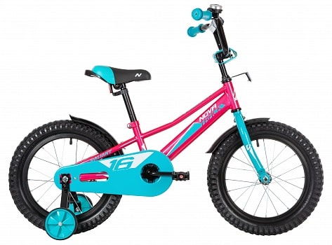 Велосипед NOVATRACK 16", VALIANT, фуксия, полная защита цепи, тормоз нож, короткие крылья, нет багаж