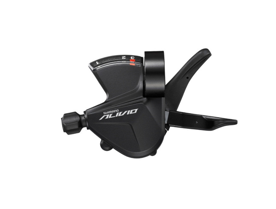 Шифтер Shimano Alivio, M3100-L, левый, 3ск, на хомут, c индикатором, тр. 1800мм