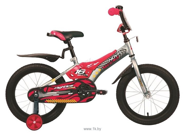 Велосипед NOVATRACK 16" FLIGHTLINE, серый, пластиковые короткие крылья