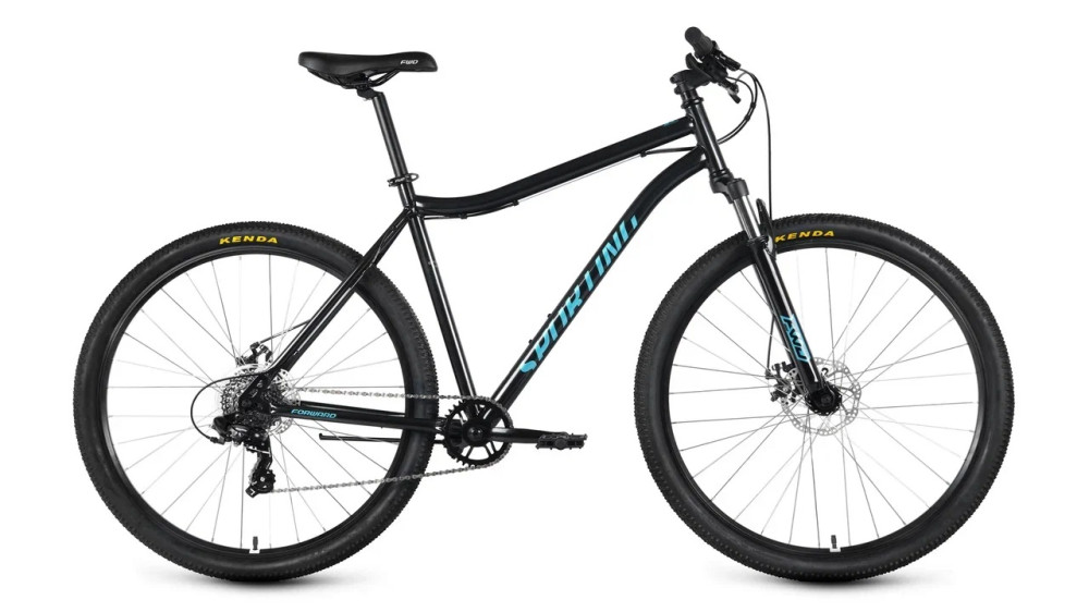 Велосипед FORWARD SPORTING 29 2.1 D (29" 21 ск. рост. 19") 2023, черный/темно-серый