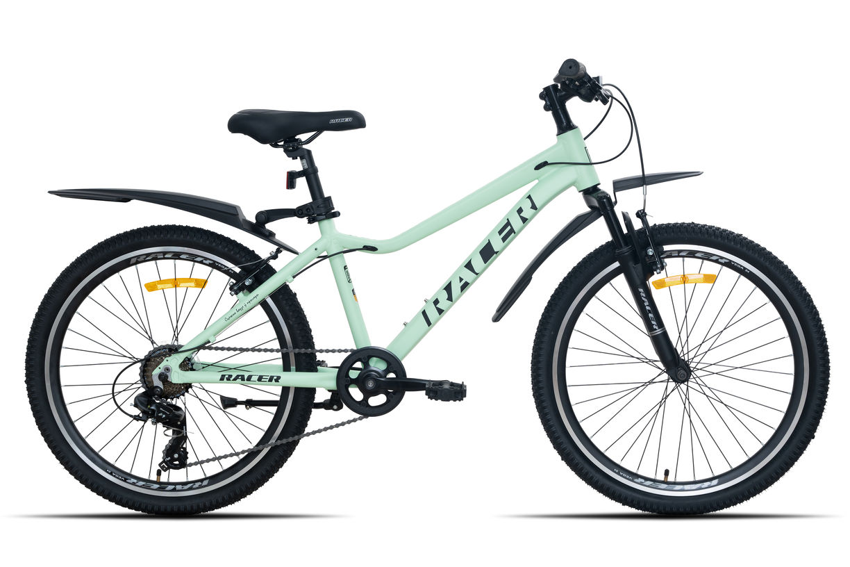Велосипед Racer Vega 24 салатовый, логотип черный 2026 рост 14