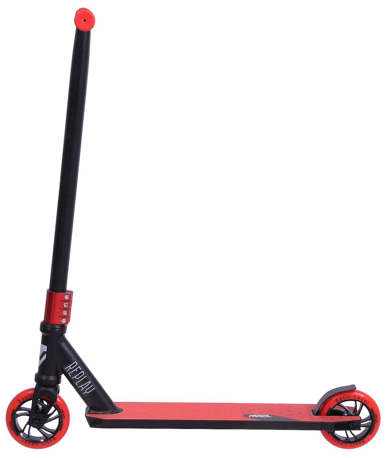 120A.REPLAY.BRD20 Самокат трюковый NOVATRACK REPLAY BL, PU колеса 120 мм, черно-красный 120A.REPLAY.