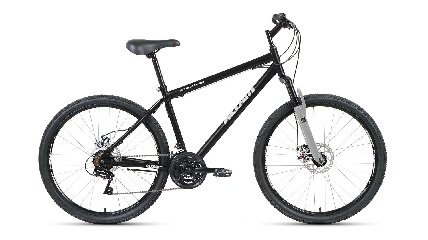 велосипед ALTAIR MTB HT 26 2.0 disc (26" 18ск рост 19'') черный / серый /, RBKT0MN6P007