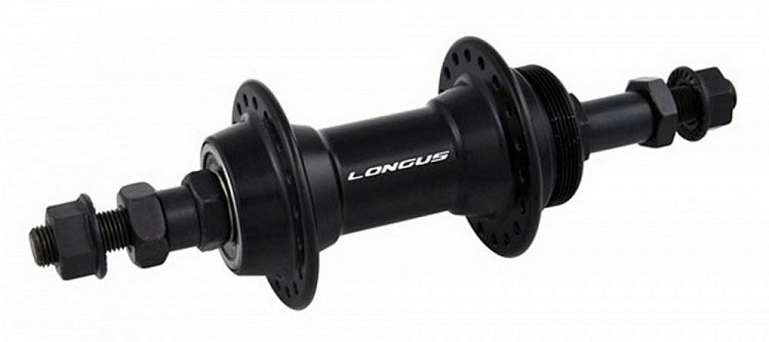 398364 Втулка задняя LONGUS "MATRIX", 36отв, Al, пром. подш, с гайками, черная